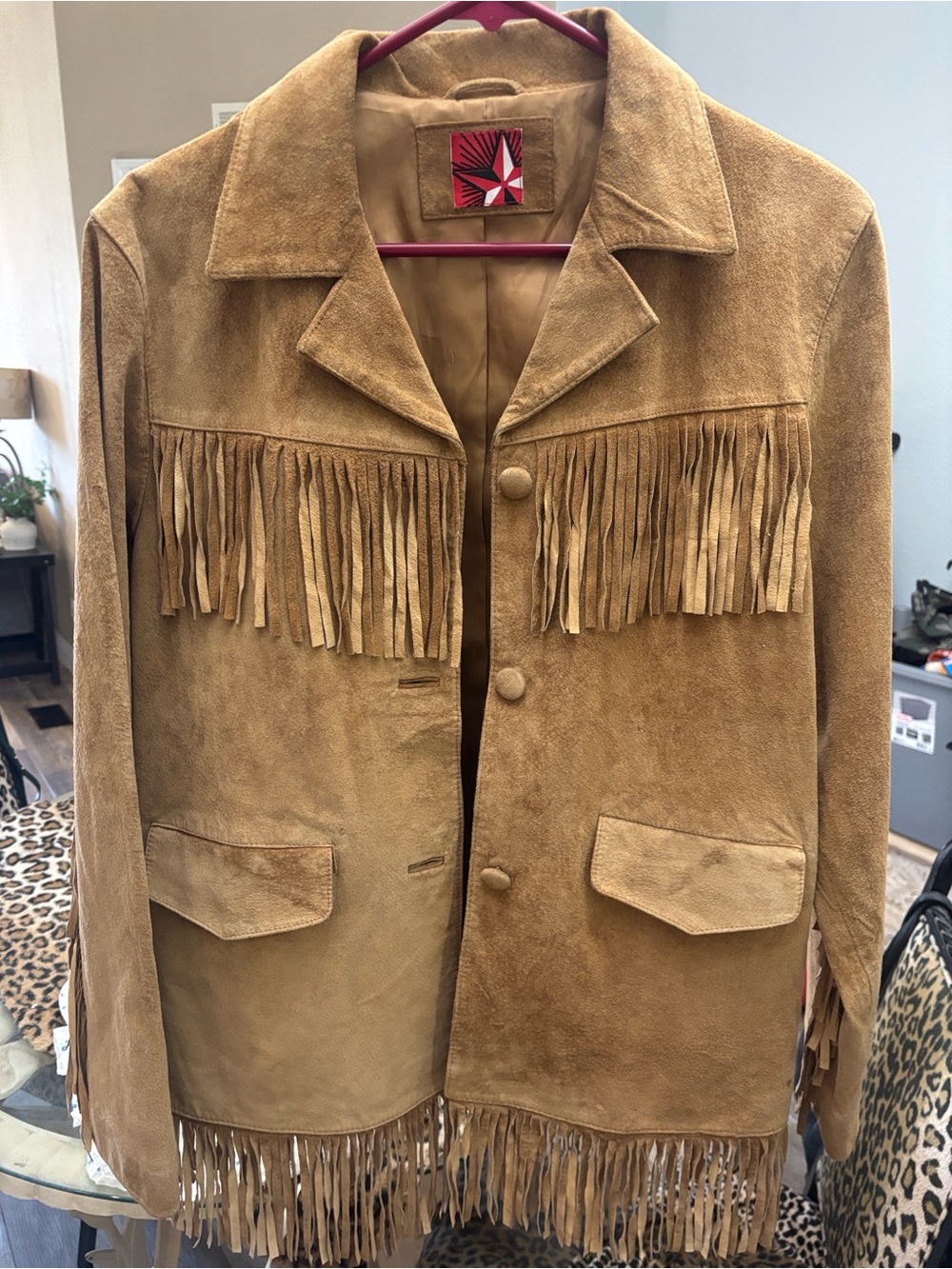 Fringed Suede Leather Jacket - Tan Suede